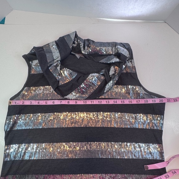 Roz & Ali Sequin Stripe Cowl-Neck Sleeveless Top XL - Picture 5 of 11